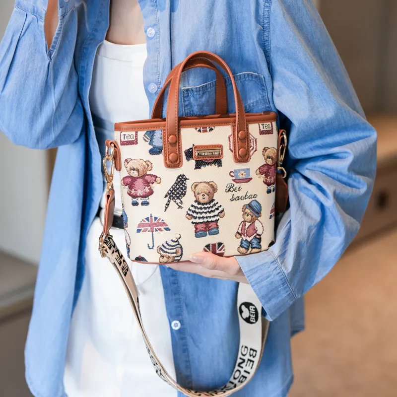 North Pack PU Handbag Medium Size Women's Blue/Pink/Brown-11