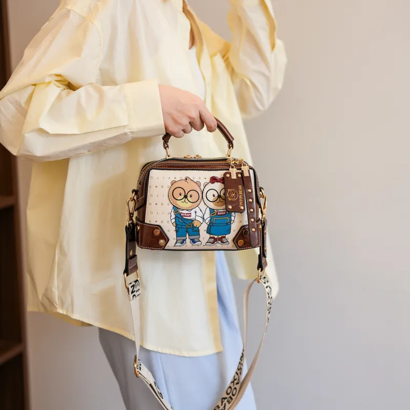 North Pack PU Shoulder Bag Women's Blue/Brown-12