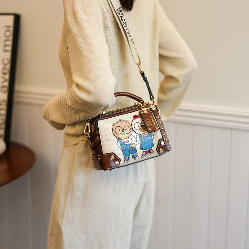North Pack PU Shoulder Bag Women's Blue/Brown-9