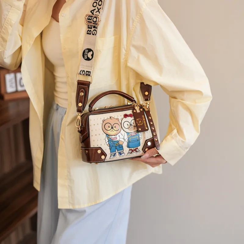 North Pack PU Shoulder Bag Women's Blue/Brown-14
