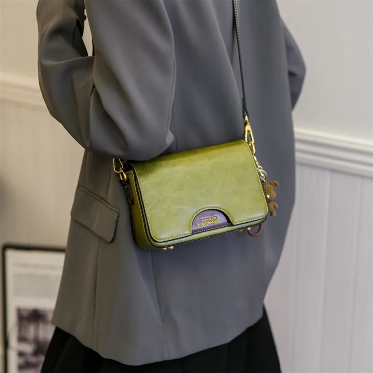 North Pack PU Crossbody Bag Women's Ecru/Black/Green-12