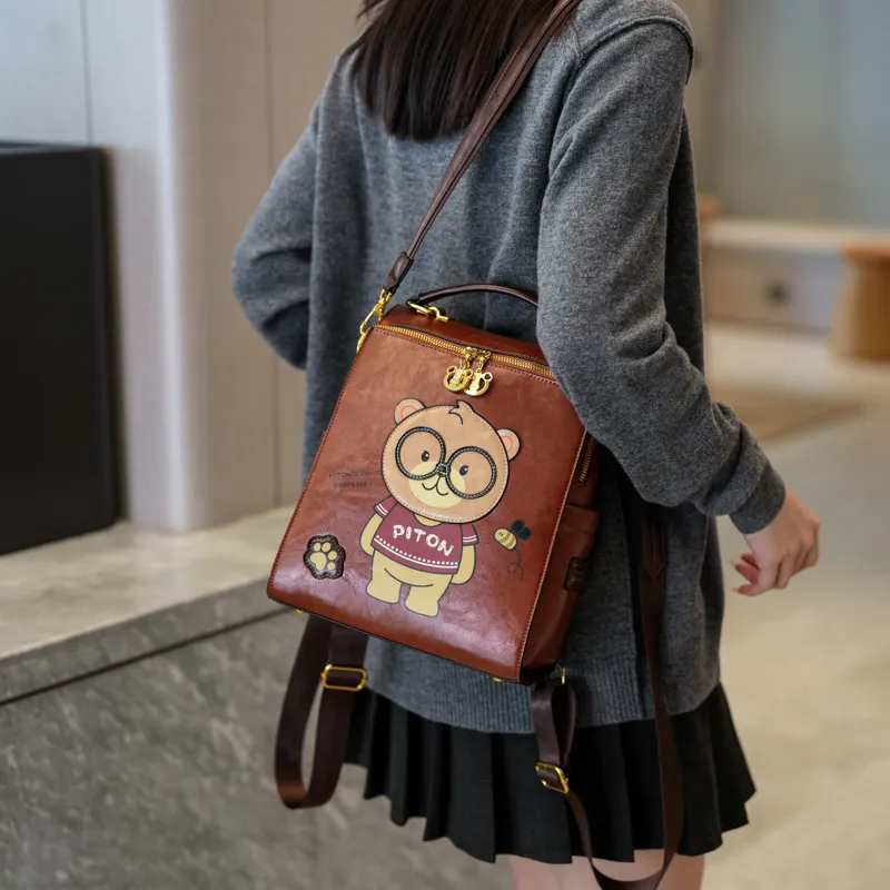 North Pack PU Backpack Women's Ecru/Pink/Brown-14
