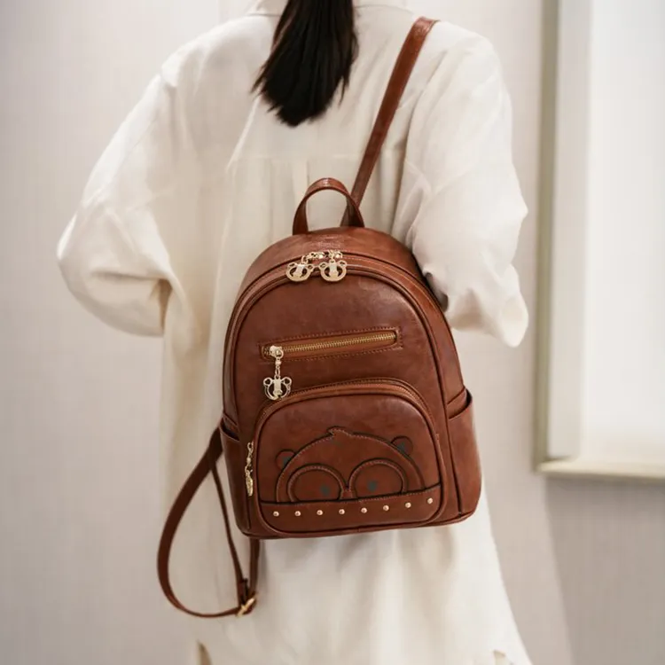 North Pack PU Backpack Women's Yellow/Pink/Brown-6