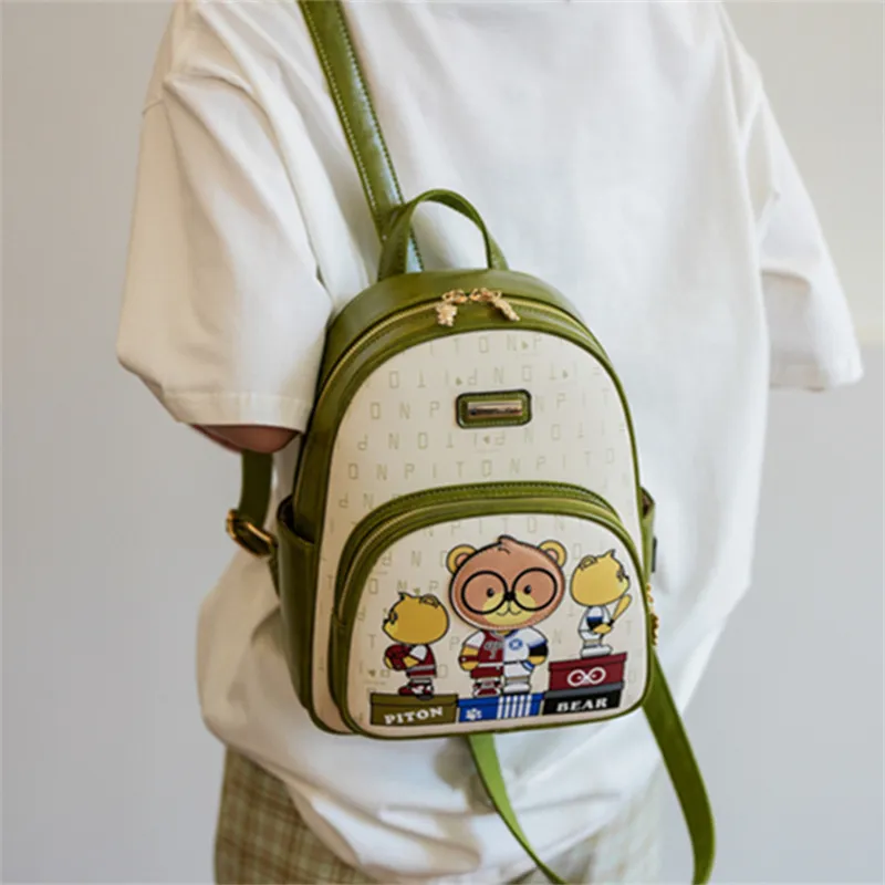 North Pack PU Backpack Regular Women's Black/Ginger Yellow/Green-18