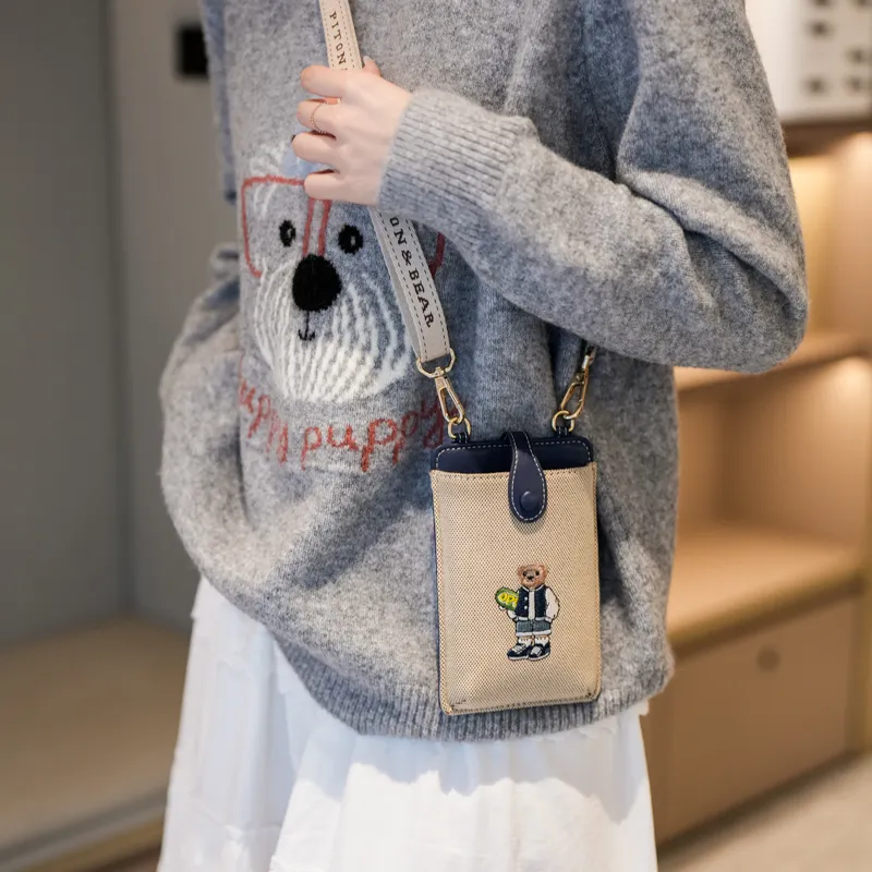 North Pack Canvas Bag, Shoulder Bag, Crossbody Bag Trumpets Women's White Shirt Bear/Skateboarding Bear/Crown Bear-10