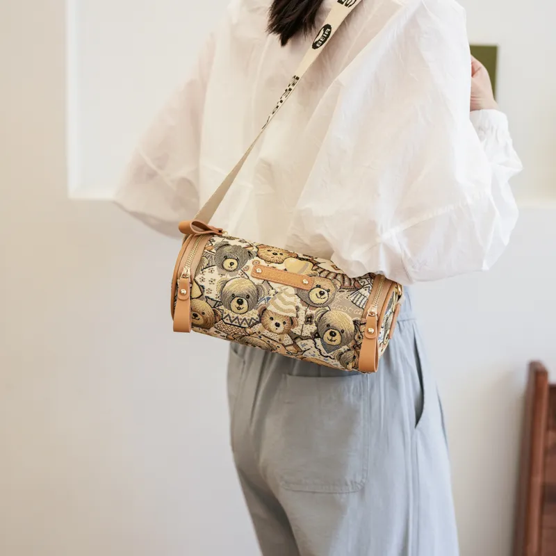 North Pack PU+Canvas Crossbody Bag Regular Women's Midnight Black/Beige Apricot-9