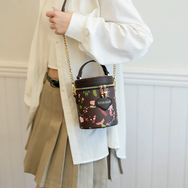 North Pack PU Bucket Bags Handbags Regular Women's Coffee/Pink-4