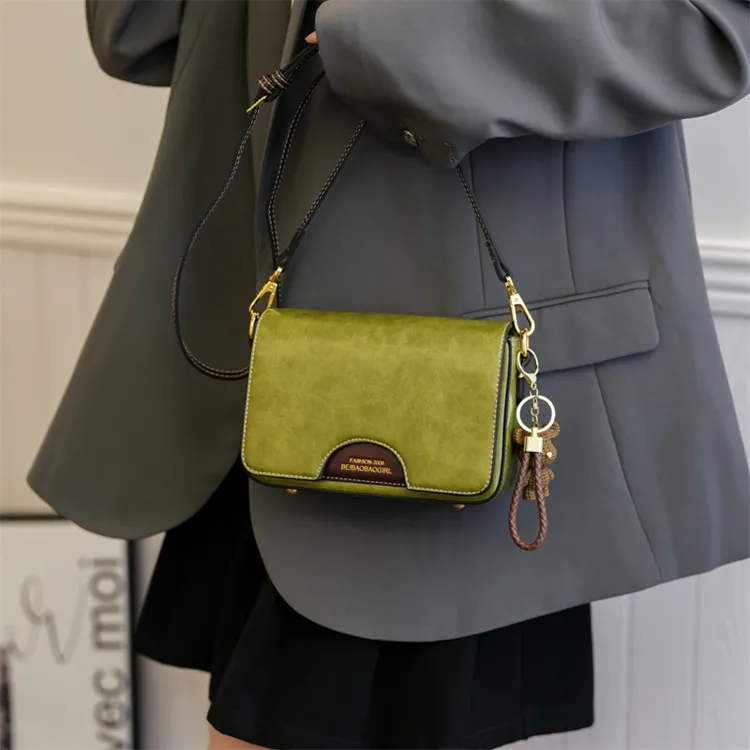 North Pack PU Crossbody Bag Women's Ecru/Black/Green-10