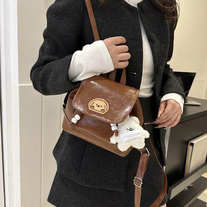 North Pack PU Backpack Regular Women's Black/Coffee/Brown-9