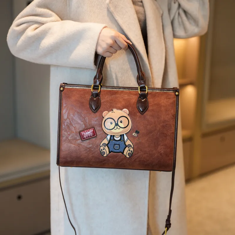 North Pack PU Crossbody One Shoulder Handbag Regular Women's Ecru/Brown/Navy Blue-9