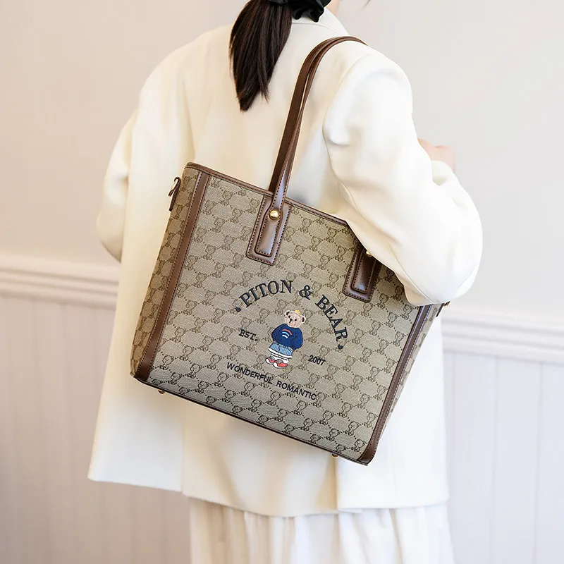 North Pack PU Stitched Canvas Shoulder Bag Women's Ecru/Khaki-11