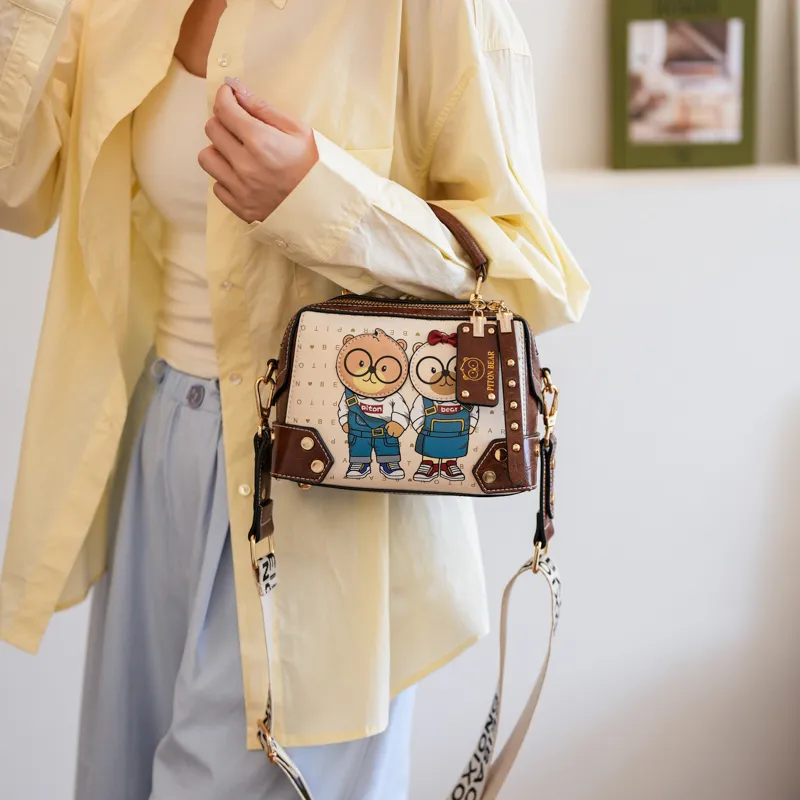 North Pack PU Shoulder Bag Women's Blue/Brown-13