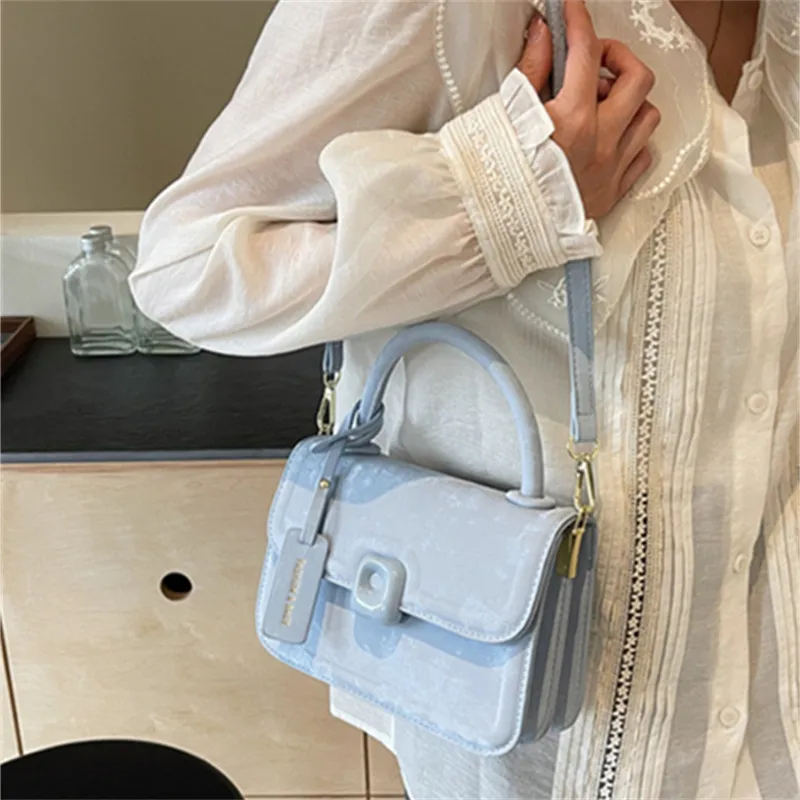 North Pack PU Handbag Small Square Bag Crossbody Bag Regular Women's Ecru/Black/Pink/Blue-21