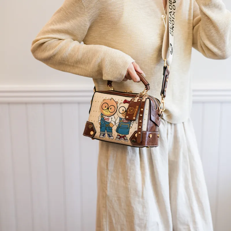 North Pack PU Shoulder Bag Women's Blue/Brown-11