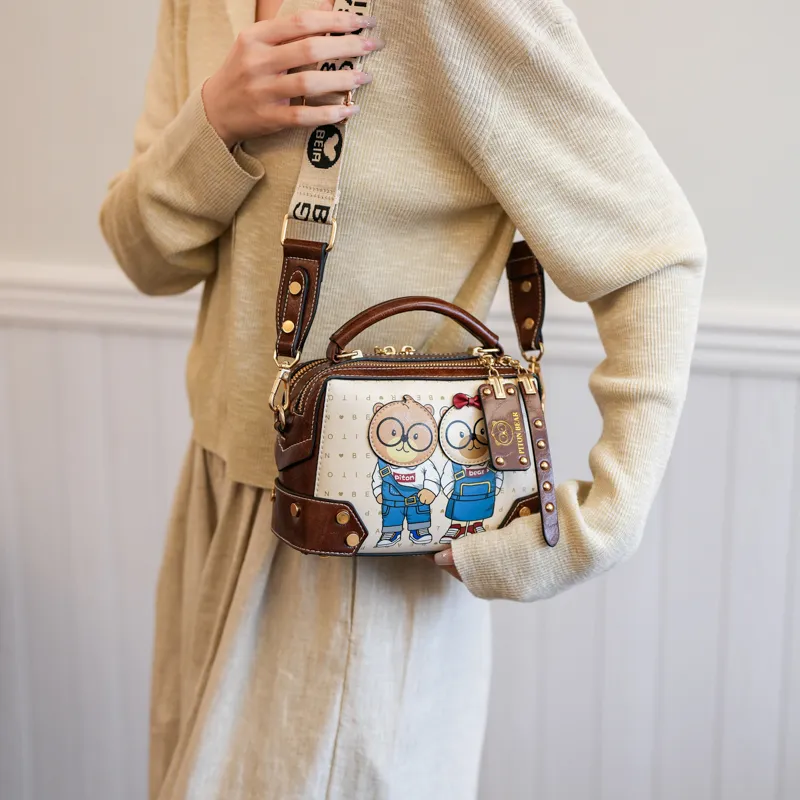 North Pack PU Shoulder Bag Women's Blue/Brown-10