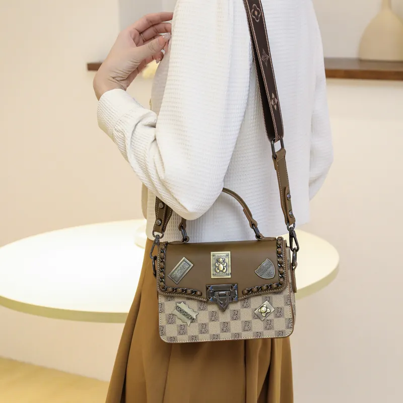 North Pack PU One Shoulder Handbags Regular Women's Khaki/Coffee-4