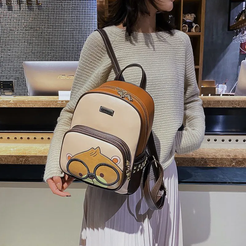 North Pack PU Backpack Women's Black/Coffee-3