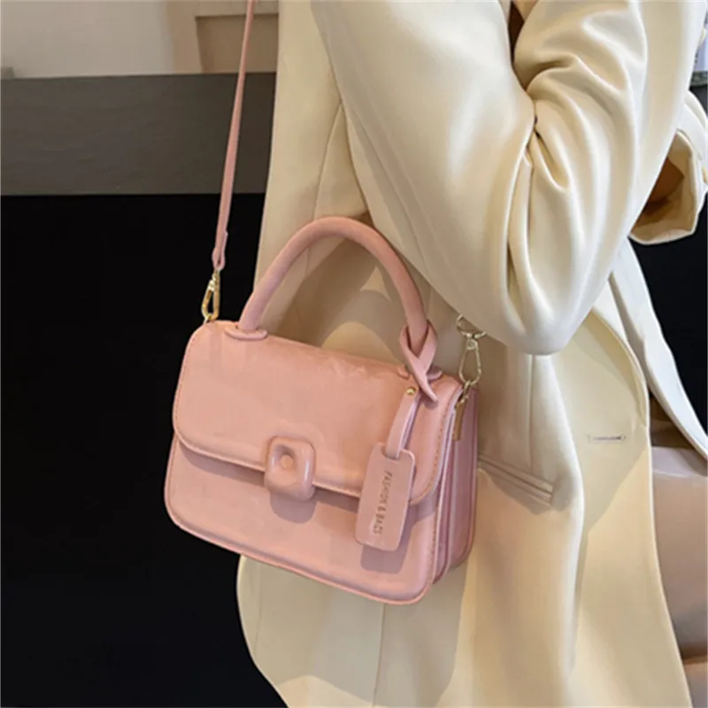North Pack PU Handbag Small Square Bag Crossbody Bag Regular Women's Ecru/Black/Pink/Blue-16