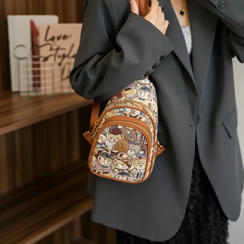 North Pack Fabric Fashion Backpack, Crossbody Bag, Shoulder Bag, Backpack Regular Women's Pink, Navy Blue, Brown-25