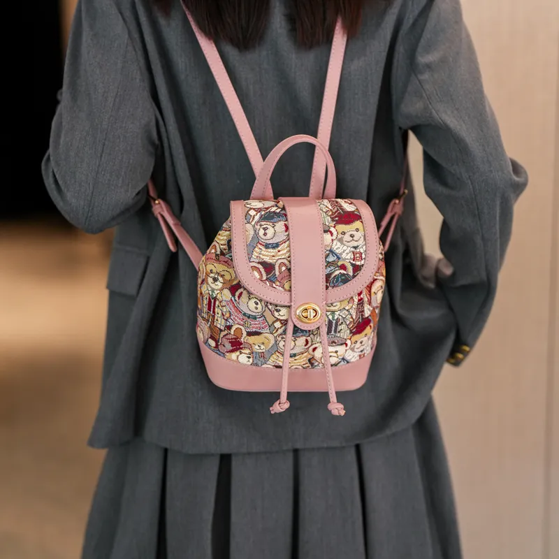 North Pack PU Backpack Women's Brown Bear/Pink Bear/Blue Bear/Panda Brown/Panda Black-11