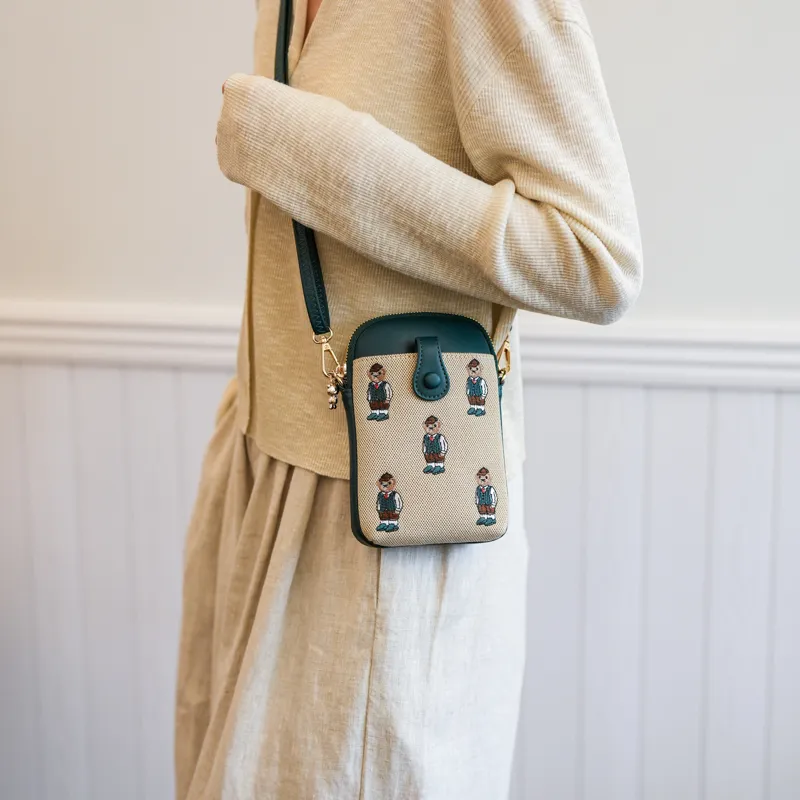 North Pack Fabric Shoulder Bag, Crossbody Bag Unisex Pink/Green/Brown-9