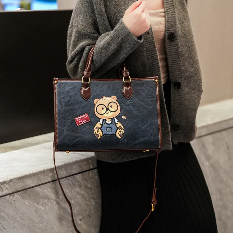North Pack PU Crossbody One Shoulder Handbag Regular Women's Ecru/Brown/Navy Blue-17