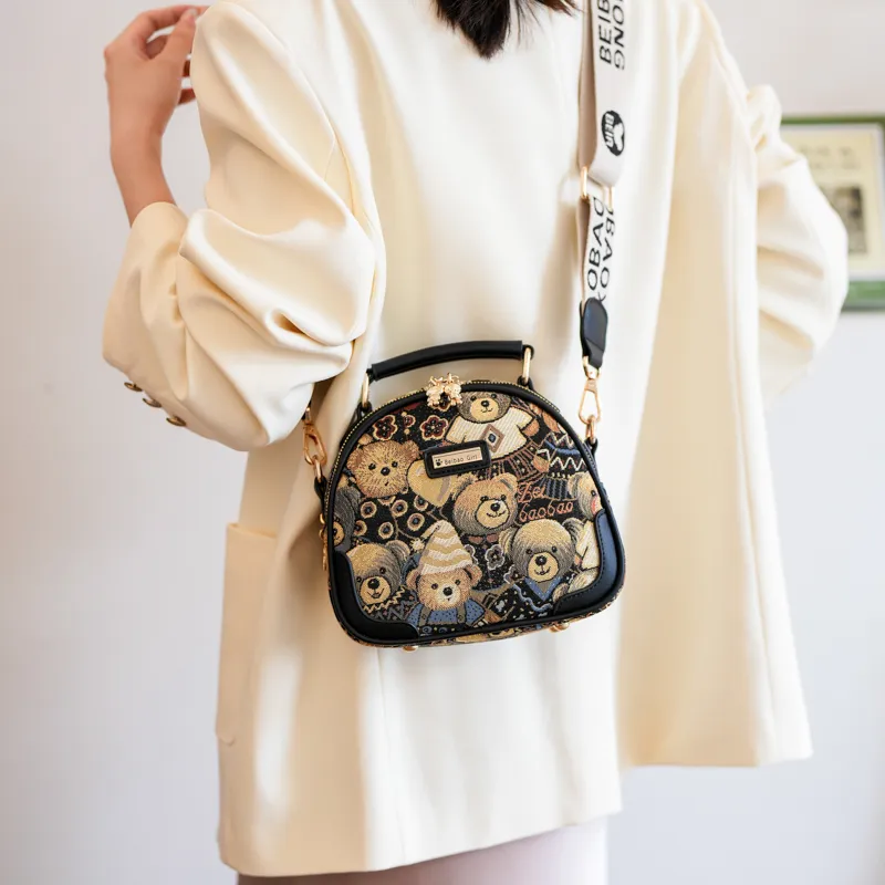 North Pack Canvas One Shoulder Handbag Regular Women's Beige Apricot/Midnight Black-10