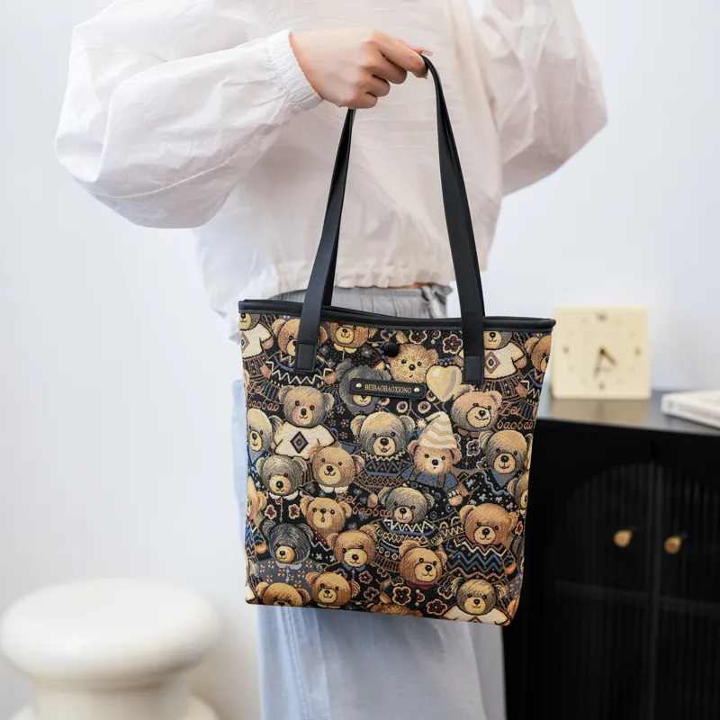 North Pack Canvas Bag, Handbag, Shoulder Bag Regular Women's Midnight Black/Beige Apricot-5