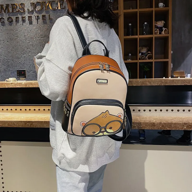 North Pack PU Backpack Women's Black/Coffee-7