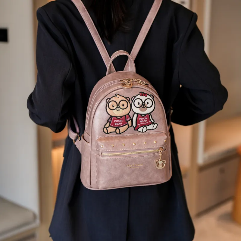 North Pack PU Backpack Women's Ecru/Pink-2