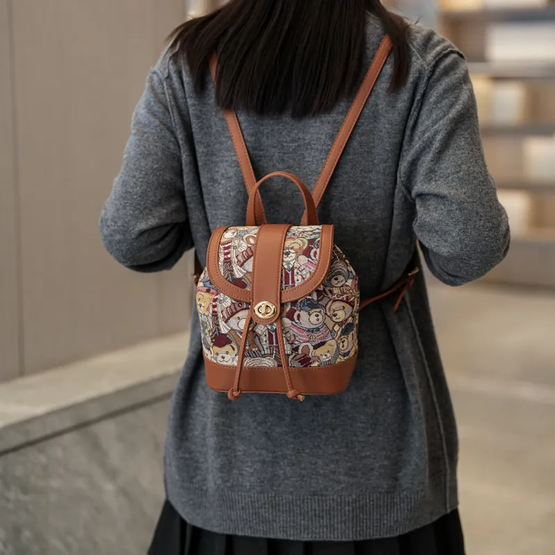 North Pack PU Backpack Women's Brown Bear/Pink Bear/Blue Bear/Panda Brown/Panda Black-3