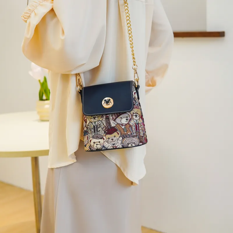 North Pack Fabric Bucket Bag, Chain Bag, Crossbody Bag, Shoulder Bag Regular Women's Blue/Pink/Brown-4