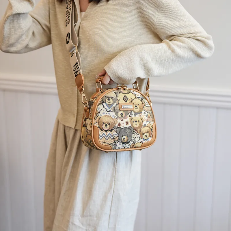 North Pack Canvas One Shoulder Handbag Regular Women's Beige Apricot/Midnight Black-3
