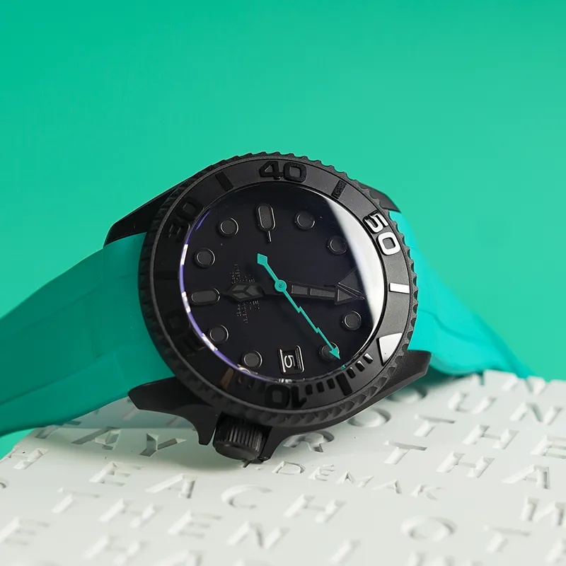 VENCREW Radar 'Marrs Green' Automatic Mechanical Movement Rubber Strap Watch Unisex Black Dial-3