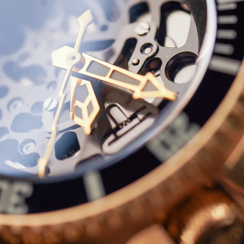 VENCREW Golden Spiked Lotus Automatic Mechanical Movement Watch Men's Watches Cut Out Dial-2