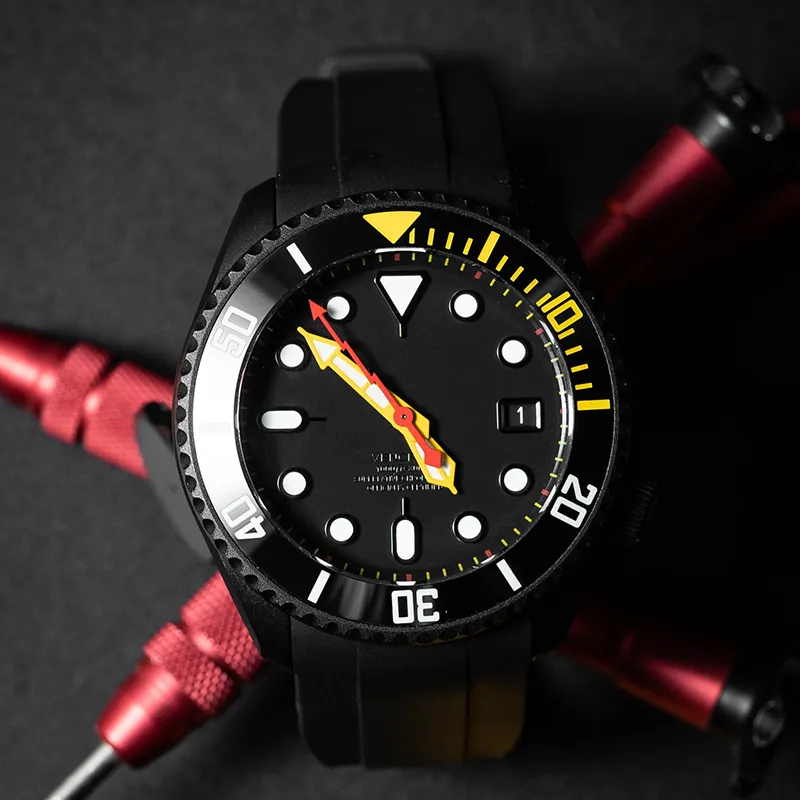 VENCREW Curry Pepper Automatic Mechanical Movement Watch Unisex Black Dial-3