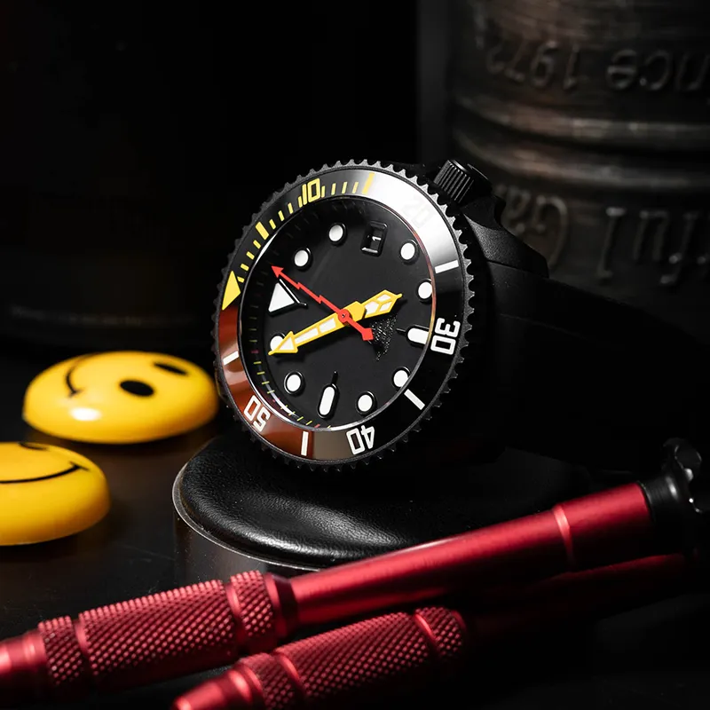 VENCREW Curry Pepper Automatic Mechanical Movement Watch Unisex Black Dial-4