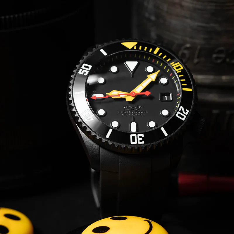 VENCREW Curry Pepper Automatic Mechanical Movement Watch Unisex Black Dial-1