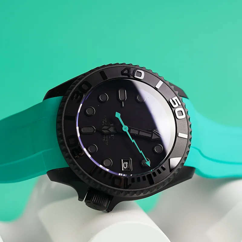 VENCREW Radar 'Marrs Green' Automatic Mechanical Movement Rubber Strap Watch Unisex Black Dial-2