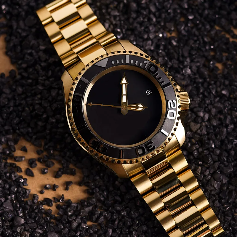 VENCREW 24K Black Automatic Mechanical Movement Watch Unisex Black Dial-1