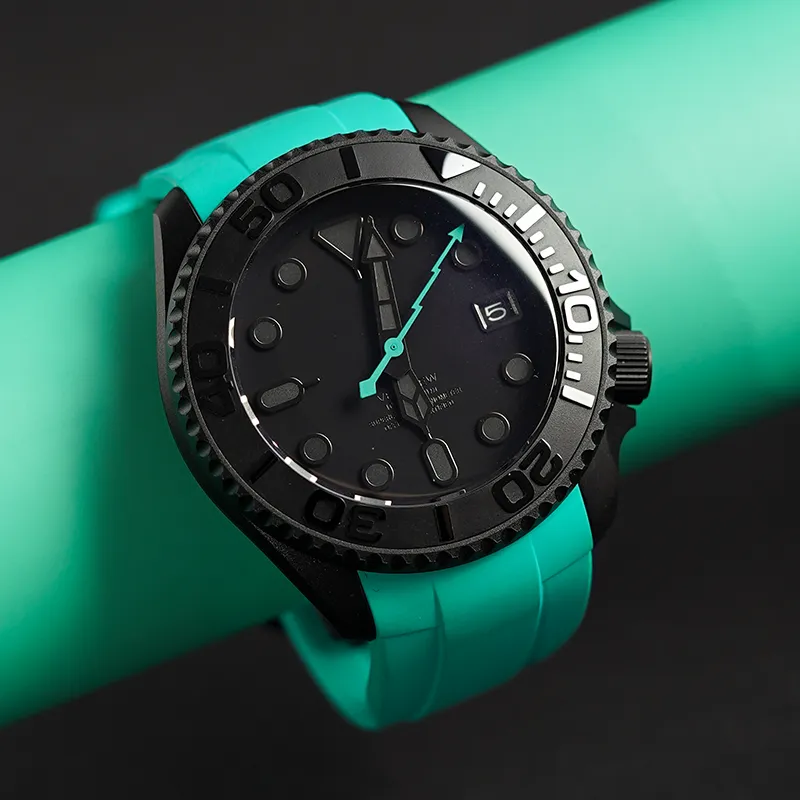 VENCREW Radar 'Marrs Green' Automatic Mechanical Movement Rubber Strap Watch Unisex Black Dial-1