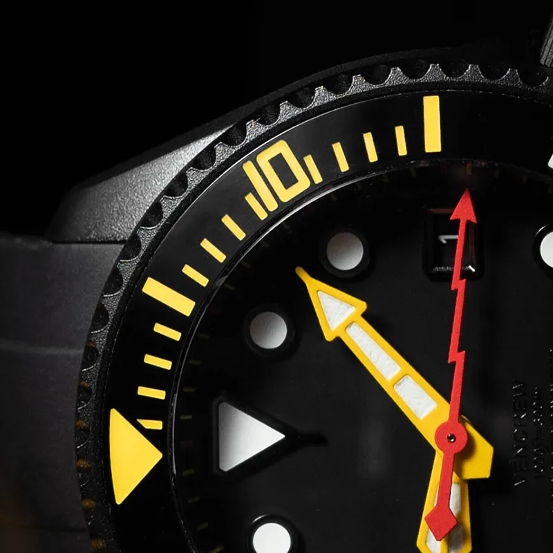 VENCREW Curry Pepper Automatic Mechanical Movement Watch Unisex Black Dial-2