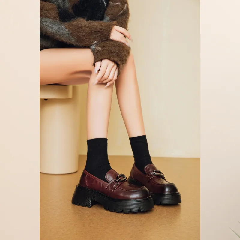 BAFFN Loafers 6CM Women's Burgundy-3