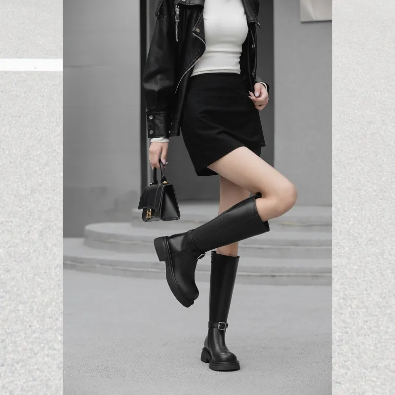 BAFFN Knee high Boots 5CM Women's Black-4