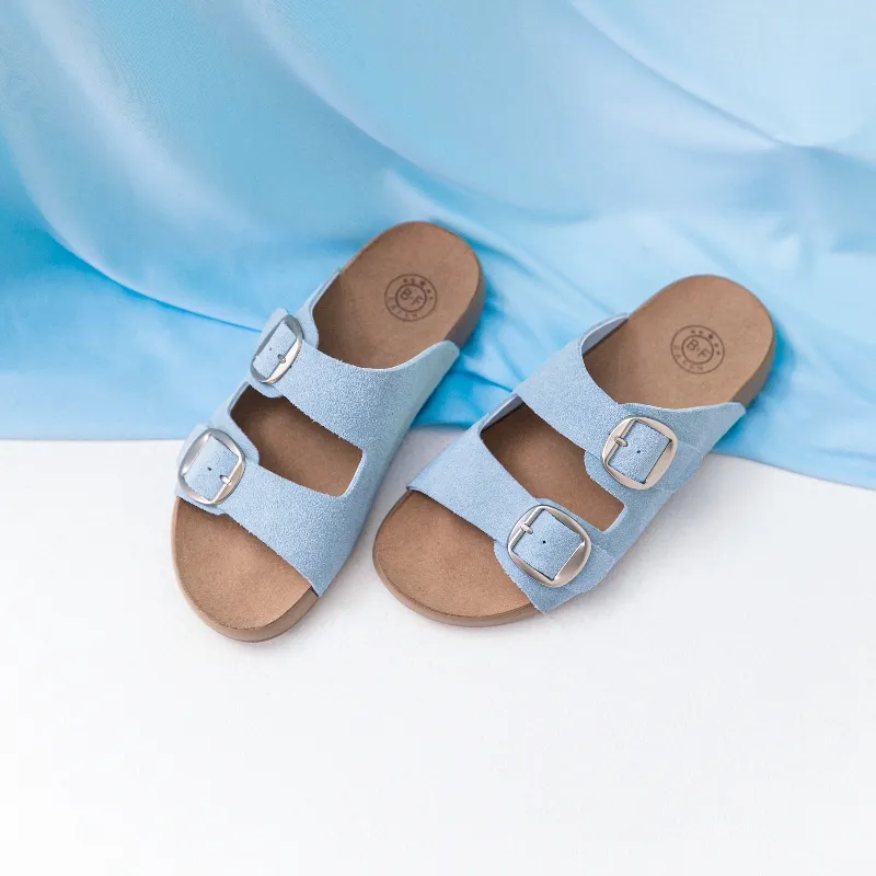 BAFFN Rubber Sole Cut Out Quiet, Slip Resistant, Odor Resistant Slide Slippers Women's Sky Blue-2