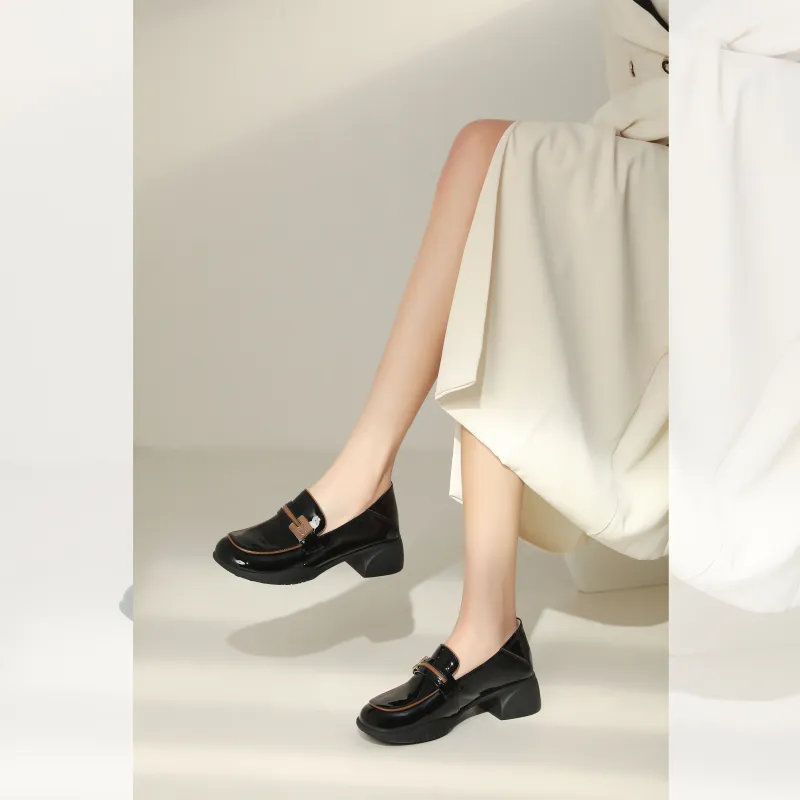 BAFFN Loafers 4cm Women's Black-4