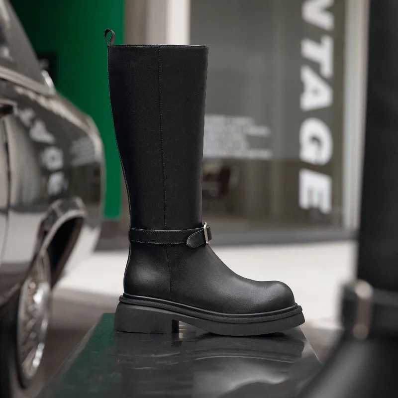 BAFFN Knee high Boots 5CM Women's Black-2