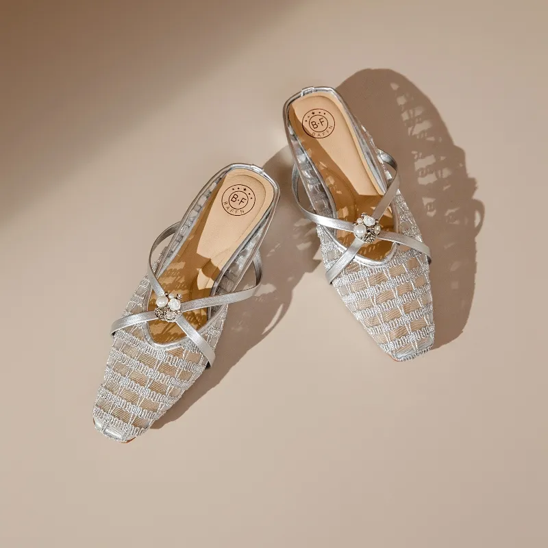 BAFFN TPR Sole Quiet Closed Toe Slippers Women's Silver-2