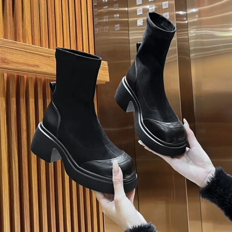 BAFFN Ankle Boots 6CM Women's Black-2