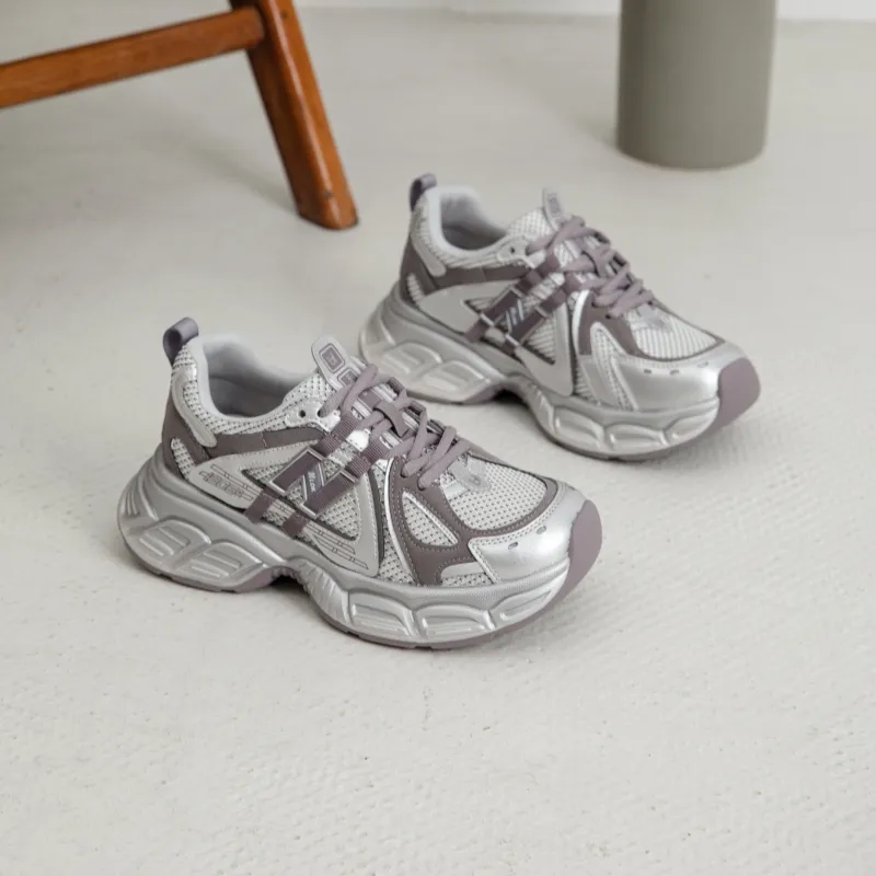 BAFFN Slip-Resistant Lightweight Height Increasing Low-Top Chunky Sneakers Women's Wisteria Purple-2